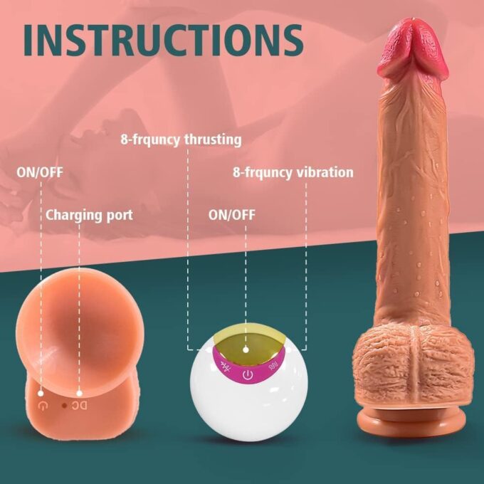 Klassische Dildos mit APP für Frauen Leise Schnelle Schub 8 Teleskop und Vibration, 22cm Vibrator Groß Anal Dildos XXL Penis G-Punkt Vibratoren mit Saugnapf Sexspielzeug Eichel 360° Rotierender – Bild 5