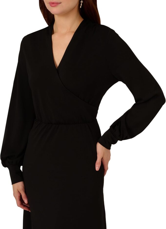 Adrianna Papell Damen Long Sleeve Wrap Midi Dress Lässiges Kleid – Bild 4