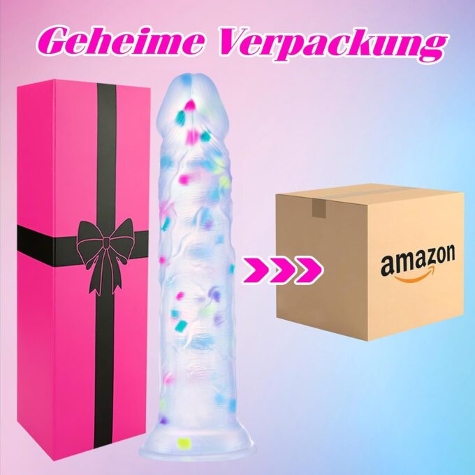 25 cm bunter Jelly Silikon riesen dildo transparent, Fantasy großer dildo dicker Analdildo mit Saugnapf, fetter big dildo für männer frauen, XXL XXXL penis dildo lang Sexspielzeug für Erwachsene Paare – Bild 6