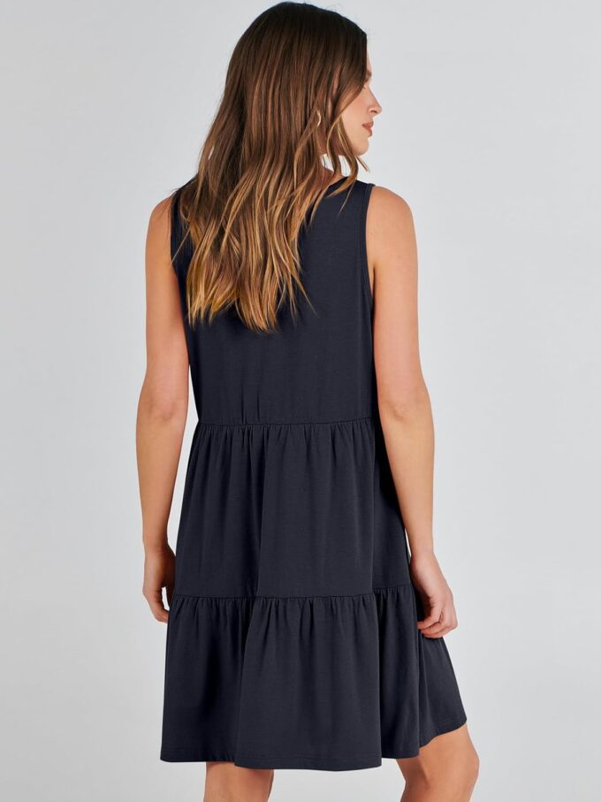 ANRABESS Womens Summer Casual Tank Dress Sleeveless V Neck T Shirt Sundress Flowy Tiered Swing Mini Beach Vacation Dresses – Bild 6