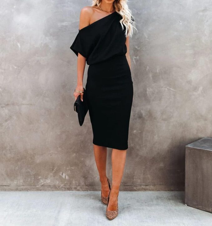 Ezbelle Women's 2025 Summer Dress Off The Shoulder Short Sleeve Ribbed Casual Party Bodycon Midi Dresses – Bild 5