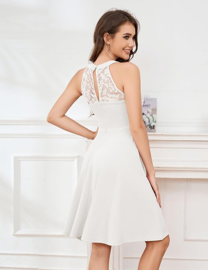 Bbonlinedress Abendkleider elegant für Hochzeit gast festliches Kleid Damen Neckholder Konfirmationskleider Jugendweihe Brautjungfernkleider Cocktailkleid Partykleid – Bild 2