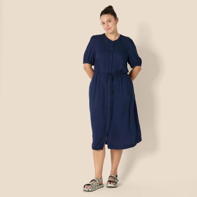 Amazon Essentials Women's Relaxed Fit Half-Sleeve Waisted Midi A-Line Dress – Bild 6