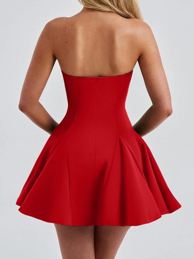 DAAWENXI Women's Sexy Summer Strapless Mini Dress Homecoming Off Shoulder Sleeveless Party Club Short Dresses – Bild 3
