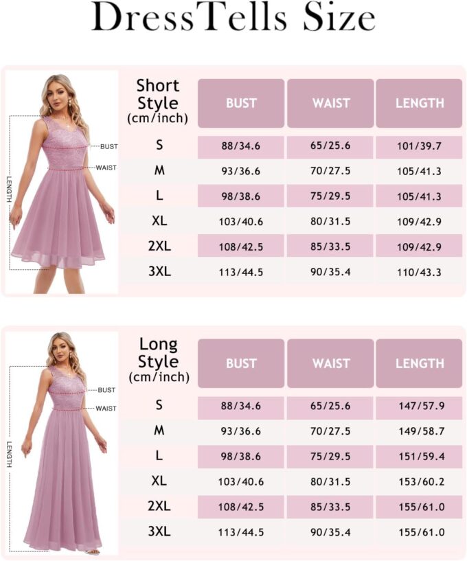 DRESSTELLS Damen Abendkleid Bodenlang Elegant für Hochzeit Chiffon Brautjungfernkleider Spitzen Cocktailkleid Ärmellos Ballkleid White M – Bild 6