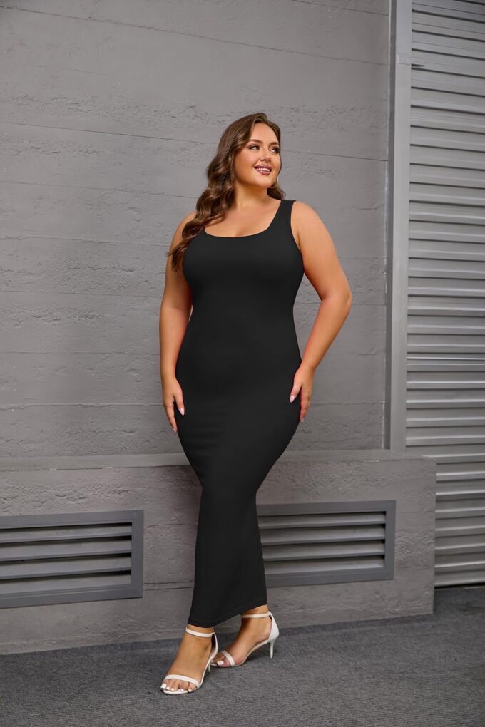 YeGine Women Plus Size Sleeveless Bodycon Maxi Dresses Sexy Slim Tank Dresses – Bild 4