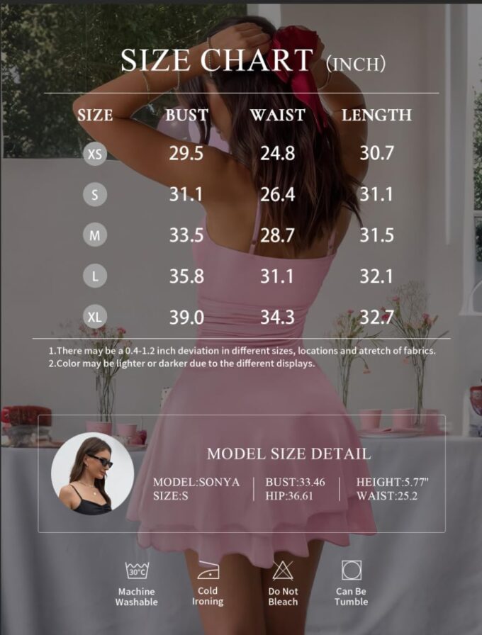IWD Women's Spaghetti Strap Mini Dress Ruched Corset Tiered Ruffle Hem Sexy Backless Party Club A Line Short Dresses – Bild 5