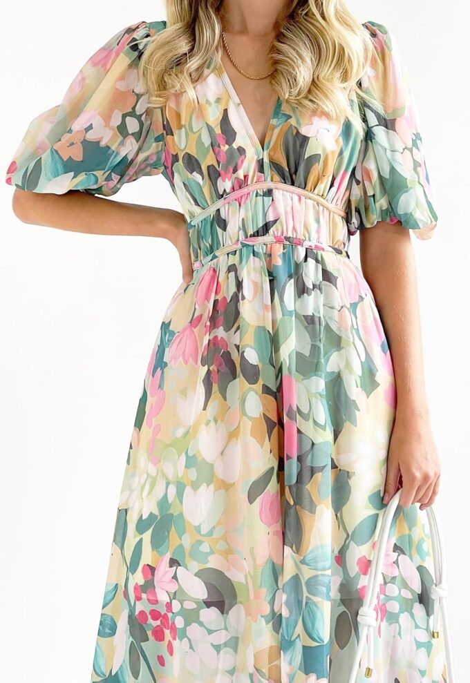 Women's Floral Maxi Dress Summer Fall Wedding Guest Dress – Bild 2