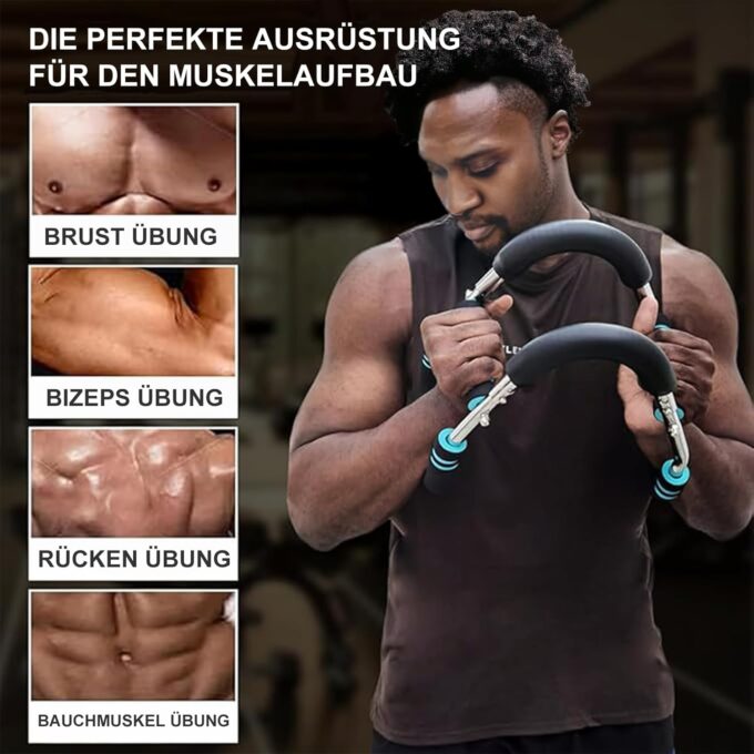 Twister Armtrainer, U-förmiger Verstellbares Brust, Arm & Oberschenkel Trainingsgerät (30-50 kg / 70-110 lb), Tragbarer Federwiderstand mit abnehmbarem Design, Fitnessgeräte für zuhause, Büro & Reise – Bild 3
