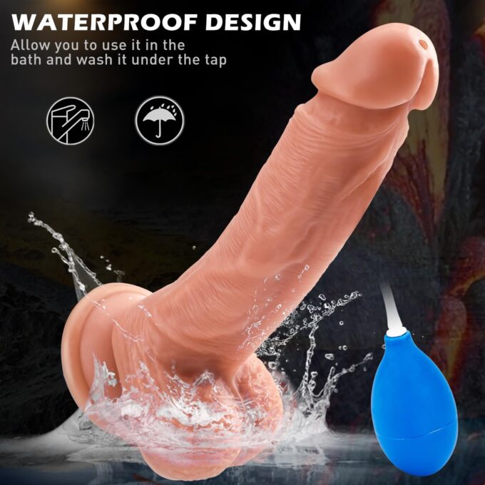 Realistischer Dildo - 26cm Spritz Penis mit Starkem Groß Saugnapf ＆ Spritzfunktion, Realistic Dick Spritzdildo Braun mit Echten Venen und Prallen Hoden, Sex Spielzeug für Die Frau ＆ Männer ＆ Paare – Bild 6