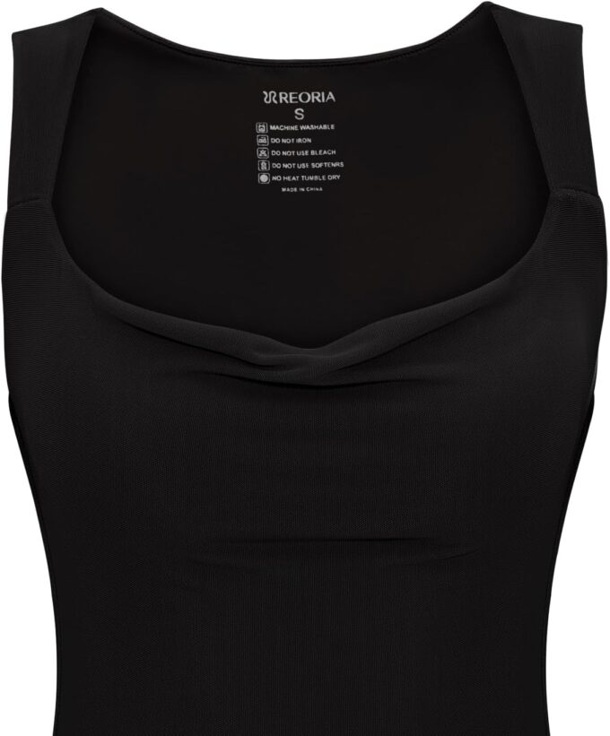 REORIA Women's Summer Cowl Neck Mesh Sleeveless Tank Dress Sexy Double Lined Bodycon Maxi Long Dresses – Bild 6