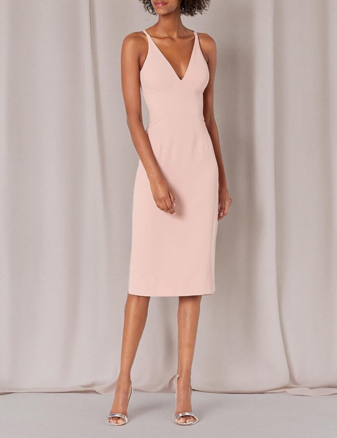 Dress the Population Women's Lyla Solid Sleeveless Fitted Midi Sheath Dress – Bild 3