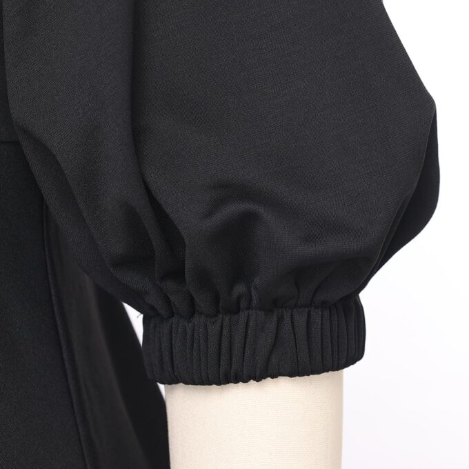 CAMDOM Kirchenklerus-Kleid für Damen, 3/4-Ärmel, unregelmäßige Rüschen, Bleistiftkleid mit Tab-Kragen – Bild 5
