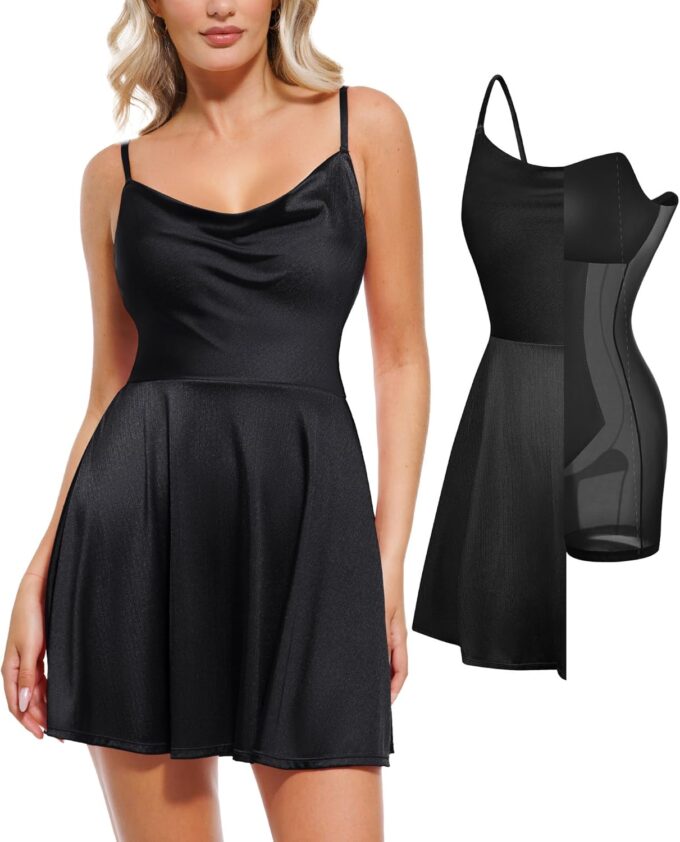 Popilush Mini Dress for Women Corset A-Line Party Dresses for Date Night Club Cocktail Shapewear Tummy Control Outfits