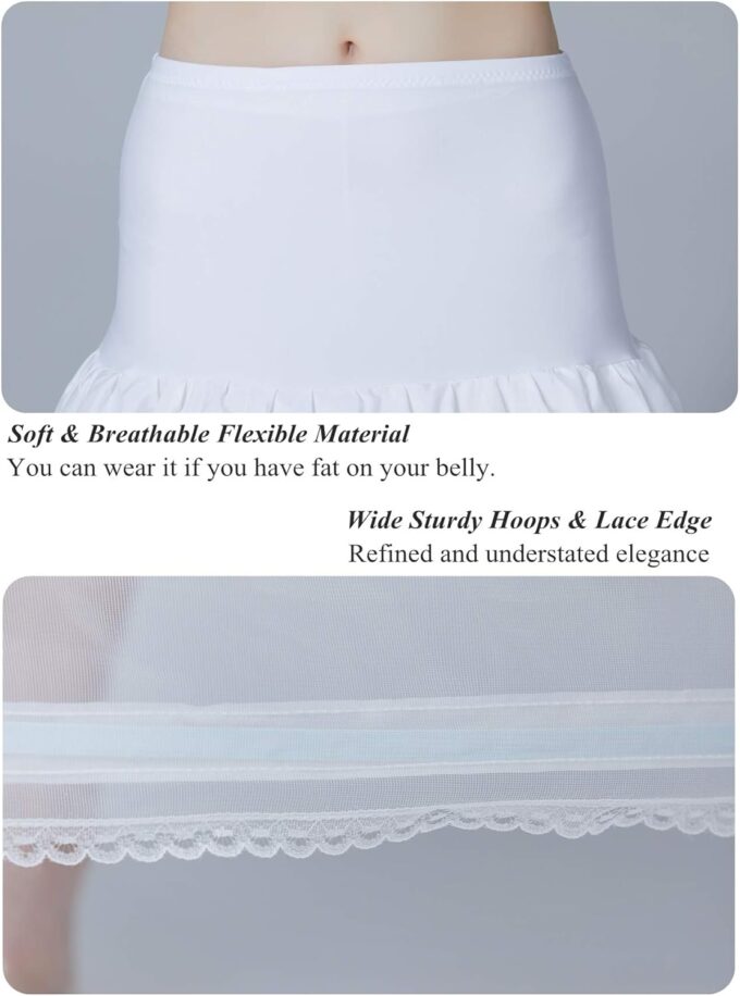 BEAUTELICATE Petticoat Unterröcke Reifrock Damen Rockabilly A Linie Lang für Hochzeit Brautkleid Abendlieid Weiß – Bild 4
