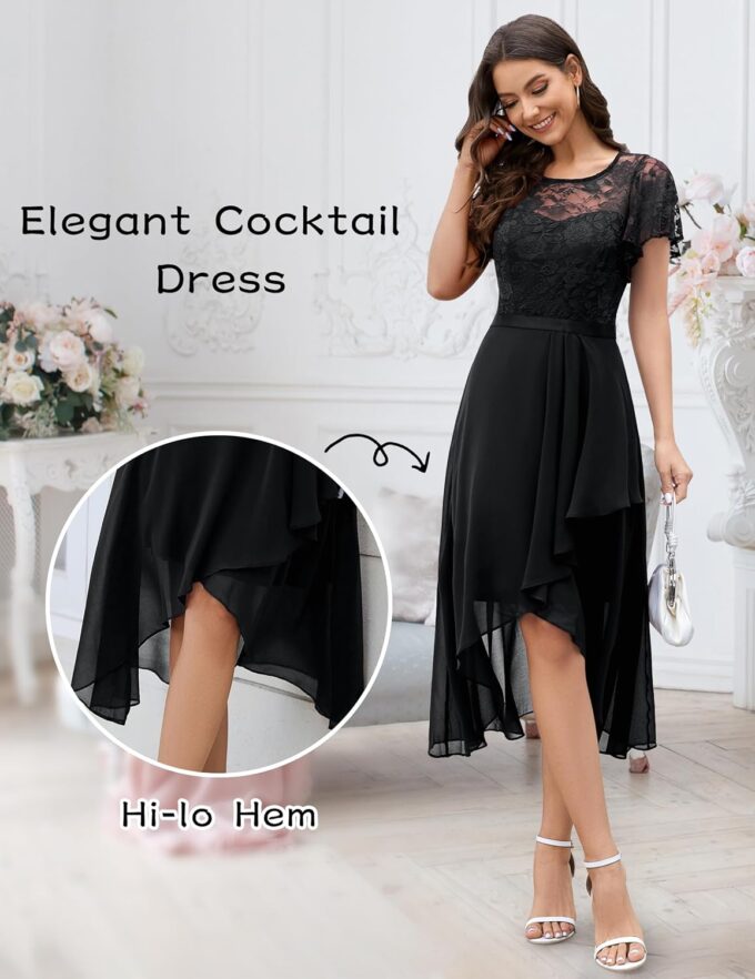 Wedtrend Women's Formal Dress Ruffle Cocktail Party Dress Flutter Sleeve Fall Wedding Guest Dress – Bild 4