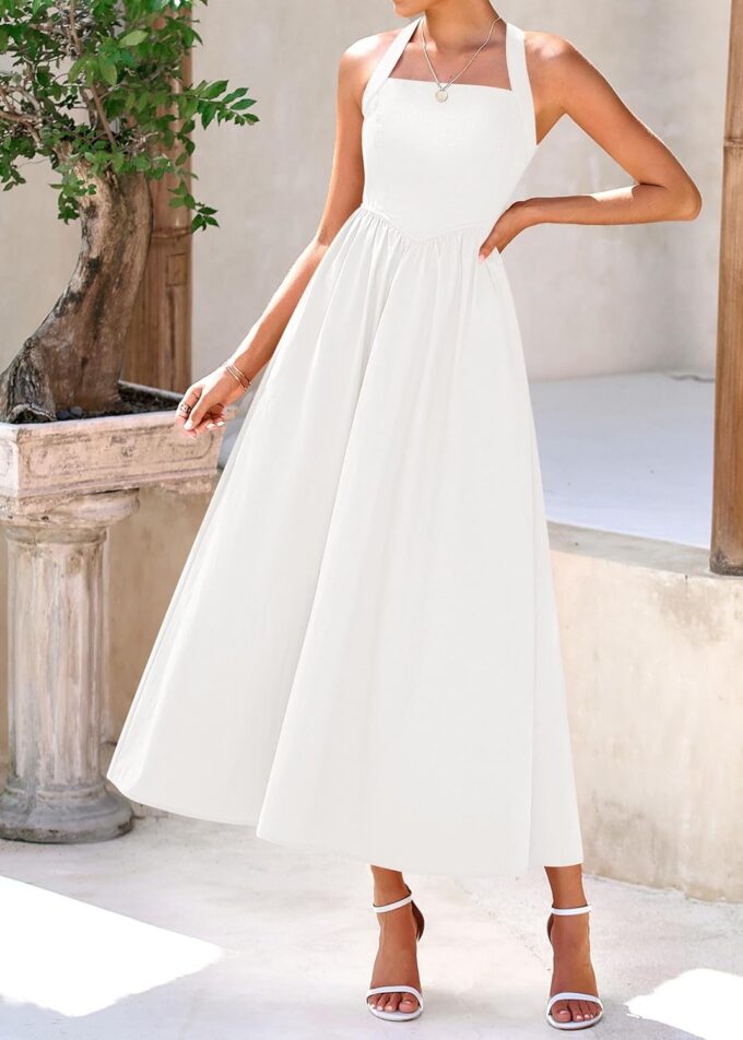 KIRUNDO Summer Dresses for Women 2025 Halter Maxi Wedding Guest Party Cocktail Semi Formal Elegant Classy Long Sundress – Bild 8