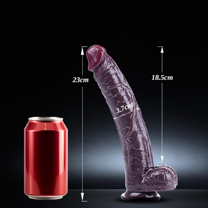 23 cm großer realistischer Silikondildo, schwarzer Dildo, Saugnapfdildo für Frauen, realistischer Naturdildo, schlanker Analdildo, XL großer G-Punkt-Penisdildo, tragbarer Dildo für erwachsene Frauen – Bild 4