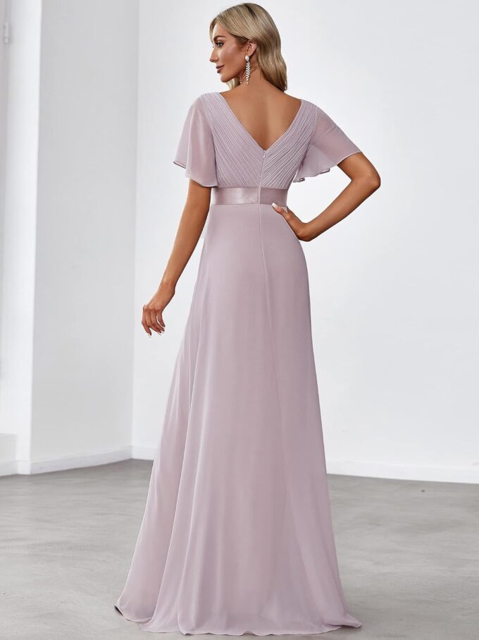 Ever-Pretty Damen Abendkleid Brautjungfer A-Linie Chiffon V Ausschnitt Bodenlang EP09890 – Bild 2