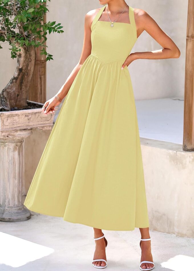 KIRUNDO Women Summer Sleeveless Halter Maxi Dress Sundress 2025 Casual Flowy Wedding Guest Cocktail Beach Vacation Dresses – Bild 8