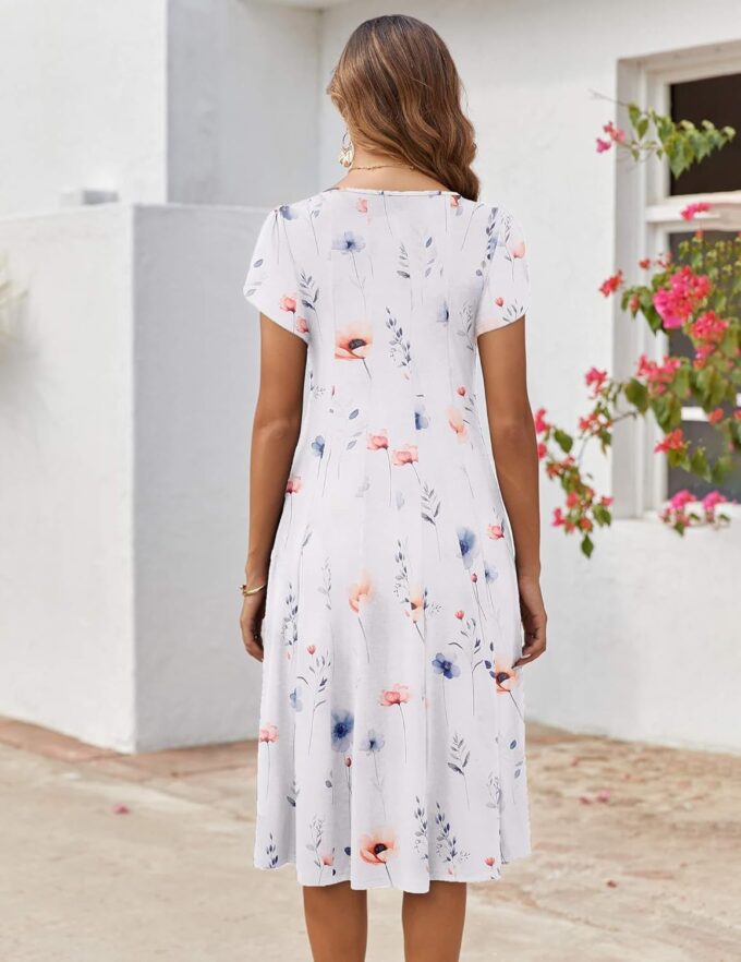Zeagoo Womens Casual Dresses for Summer Short Sleeve Flare Midi Dress Loose Flowy Beach Sundress – Bild 4
