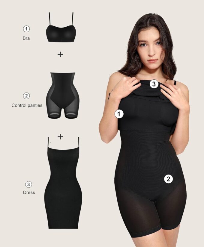 Popilush Summer Dresses for Women 2025 - Club Dress Cocktail Shapewear Mini Dress Spaghetti Straps Dinner Date Night Bodycon – Bild 4