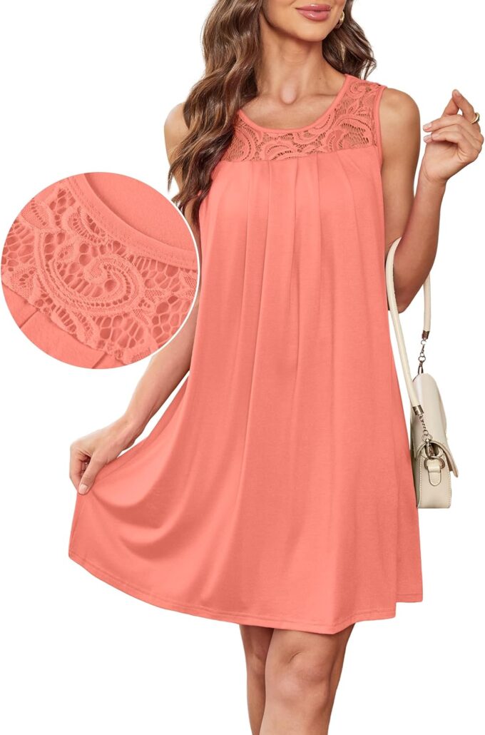 Summer Dresses for Women Sleeveless Lace Crewneck Sundress (S-3XL) – Bild 3