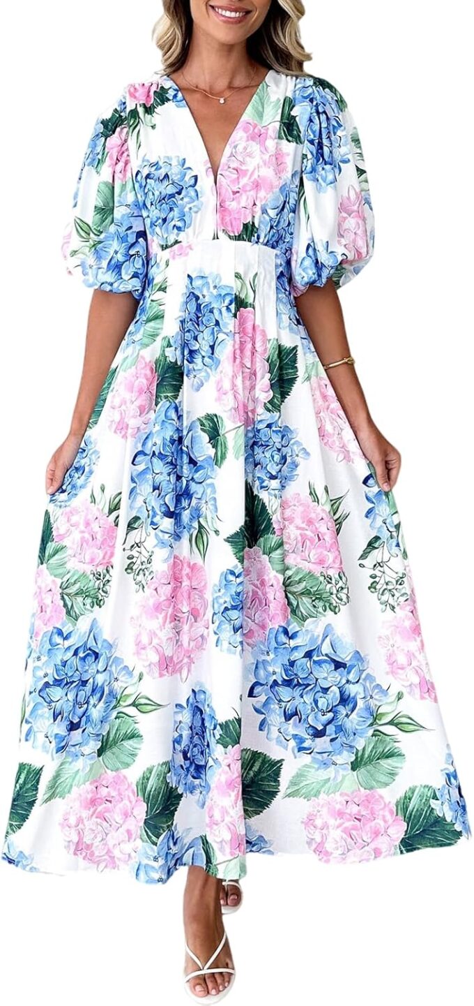 Sissyaki Women's Boho Floral Maxi Dress Summer Fall Wedding Guest Dress