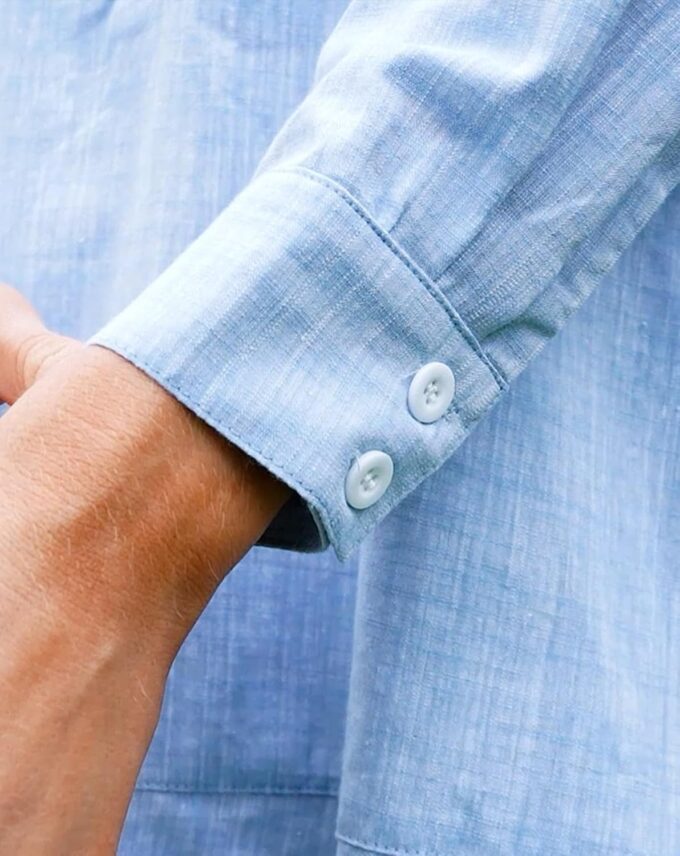 Women's Tunic Mini Shirt Dress Cotton Long Sleeve Ruffle Hem Dress Button Up Shift Chambray Dresses – Bild 4