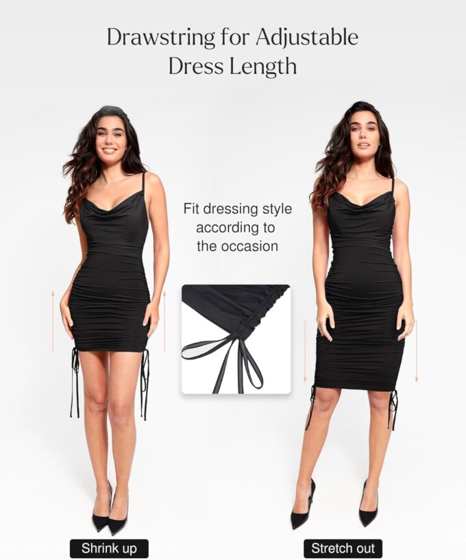 Popilush Corset Dress - Summer Club Outfits for Women Built in Bra Shapewear Drawstring Adjustable Ruched Mini Dresses – Bild 3