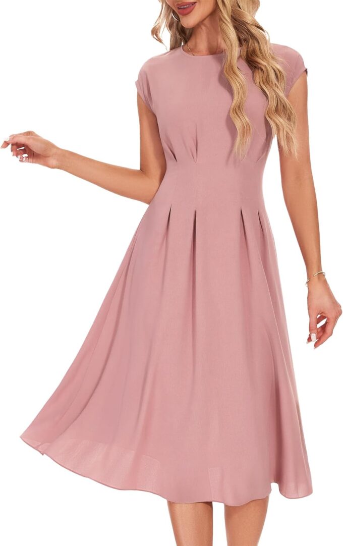 Wedtrend Women's 1940s Dresses with Pockets 50s Retro Dress Tea Length Cocktail Dress Vintage Swing Dresses