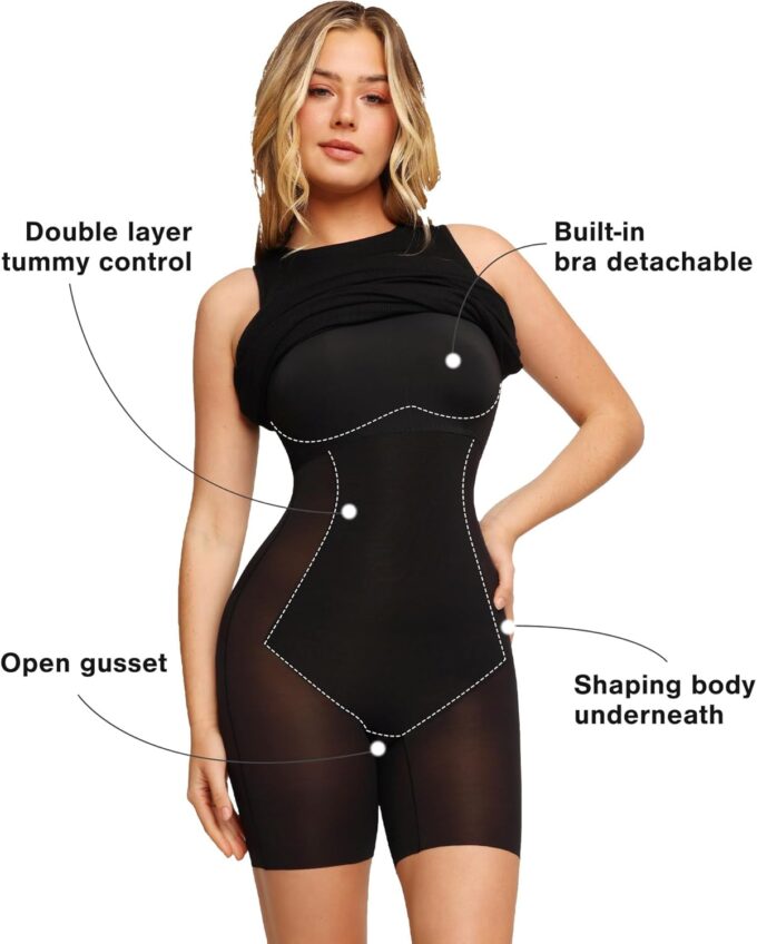 Popilush Midi Dresses for Women - Bodycon Shapewear Sleeveless Crew Neck Dress Summer Party Causal Club Outfits – Bild 2