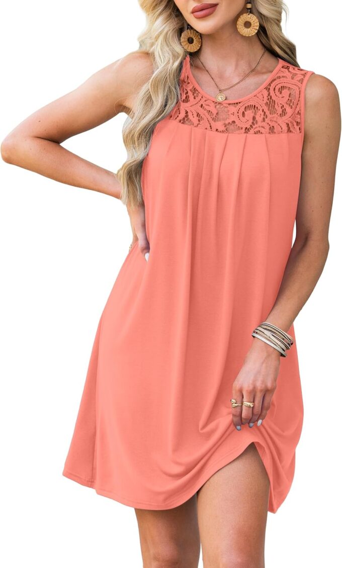 Summer Dresses for Women Sleeveless Lace Crewneck Sundress (S-3XL) – Bild 2