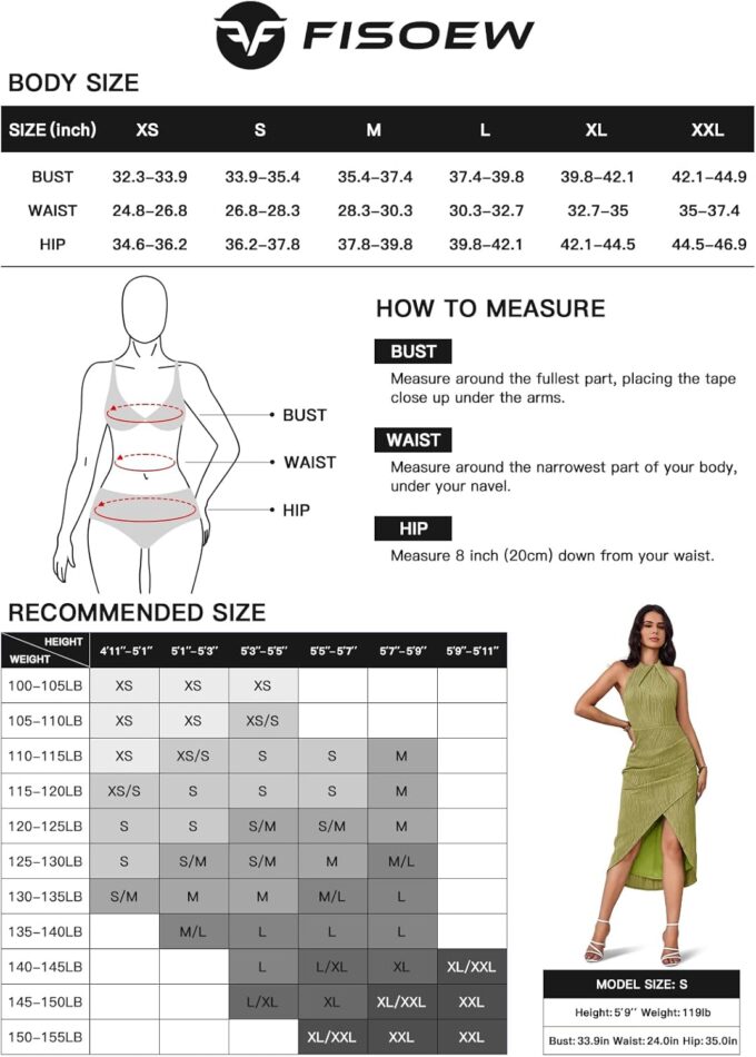 Fisoew Womens Halter Neck Party Dress Sleeveless Slit Textured Backless Sim Fit Ruched Sexy Midi Cocktail Dresses – Bild 5