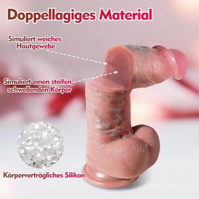 Dicker Dildo Sex Spielzeug für die Frau - Realistischer Dildo Groß mit Starkem Saugnapf Doppelschicht Silikon Diloschwanz für Frauen Riesiger Anal Dildos Erotisches Sexspielzeug für Frauen Solo – Bild 3