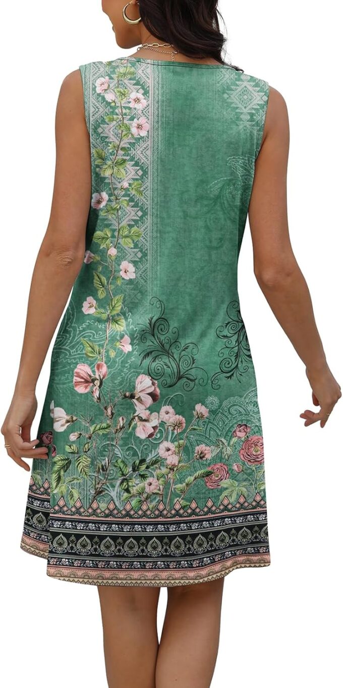 Disamer Beach Dresses for Women 2025 Vacation Swim Cover up V-Neck Summer Dress Button Down Sleeveless Boho Floral Sundress – Bild 7