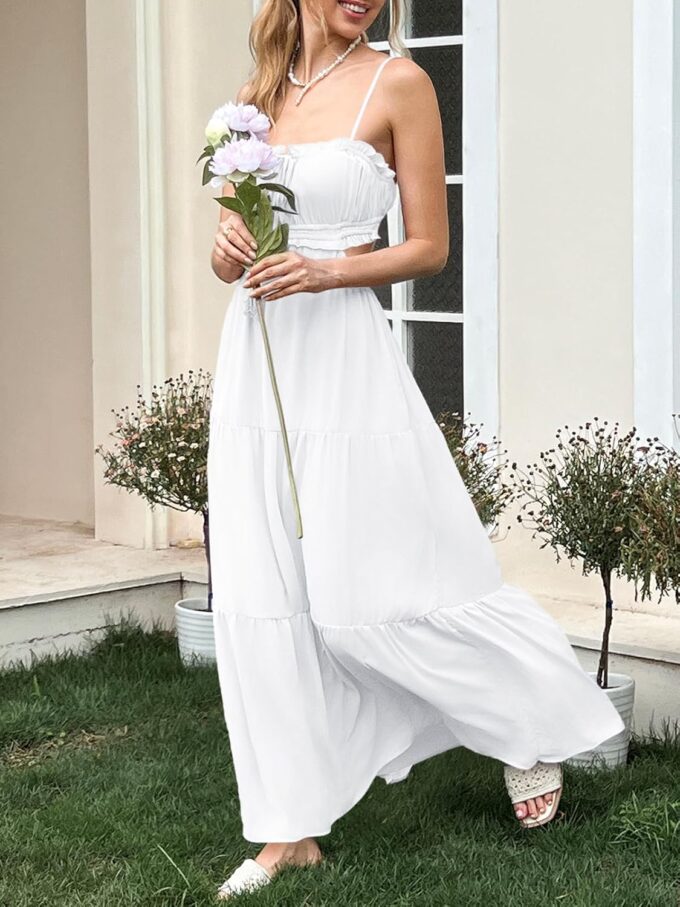 Fisoew Women's Spaghetti Strap Maxi Dress Summer Sleeveless Side Cut Out Dress Casual Boho Backless Flowy Long Dresses – Bild 4