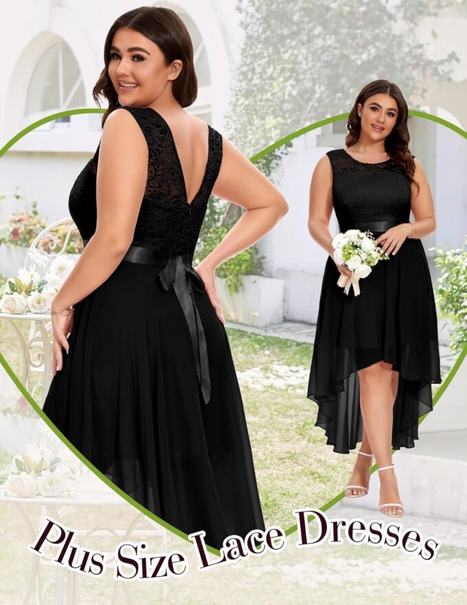 BeryLove Cocktail Prom Dresses 2025 Formal Wedding Guest Dresses Sleeveless Lace High Low Homecoming Dress – Bild 4