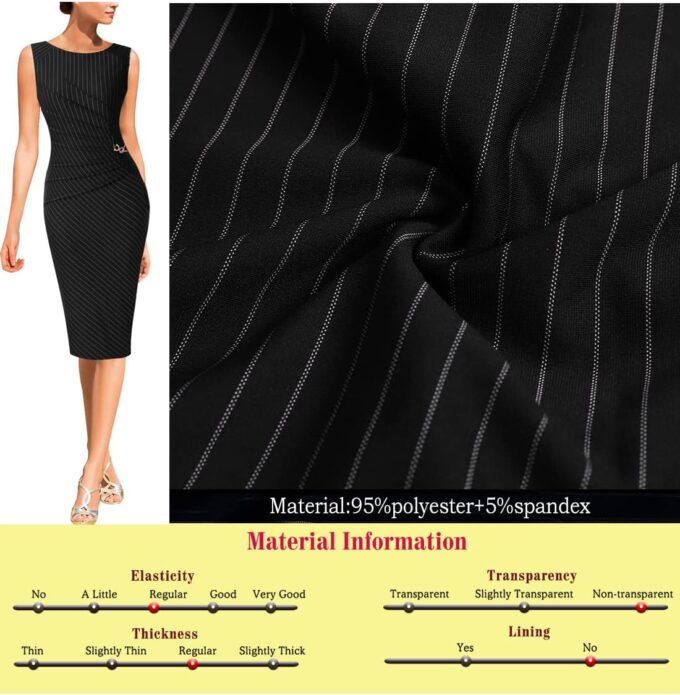 VFSHOW Elegantes Damenkleid mit Rüschen, für Arbeit, Business, Büro, Cocktailparty, Etuikleid – Bild 7
