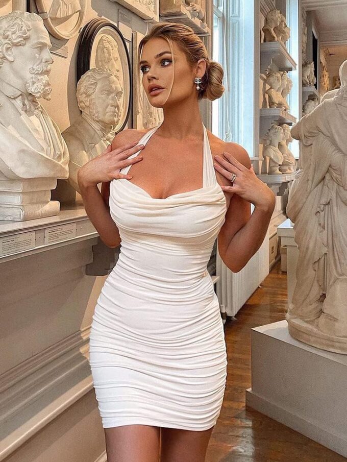 DAAWENXI Women's Sexy Halter Backless Night Out Empire Summer Mini Clubwear Dress – Bild 6