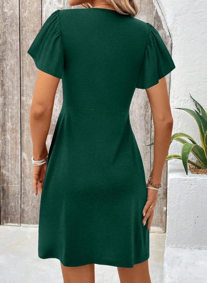 Acelitt Womens Casual Summer Twist Front V Neck Short Sleeve Mini Dress, S-XXL – Bild 3