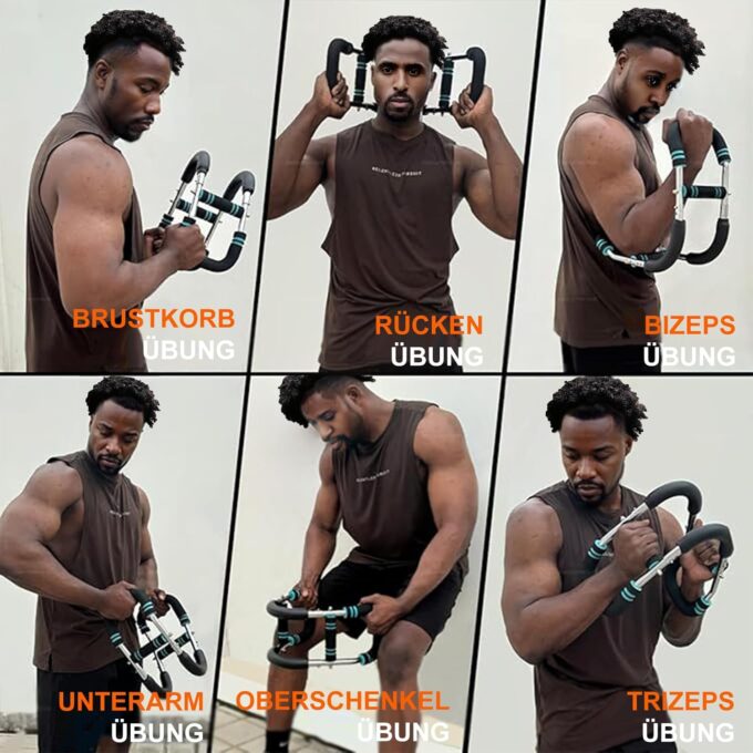 Twister Armtrainer, U-förmiger Verstellbares Brust, Arm & Oberschenkel Trainingsgerät (30-50 kg / 70-110 lb), Tragbarer Federwiderstand mit abnehmbarem Design, Fitnessgeräte für zuhause, Büro & Reise – Bild 2