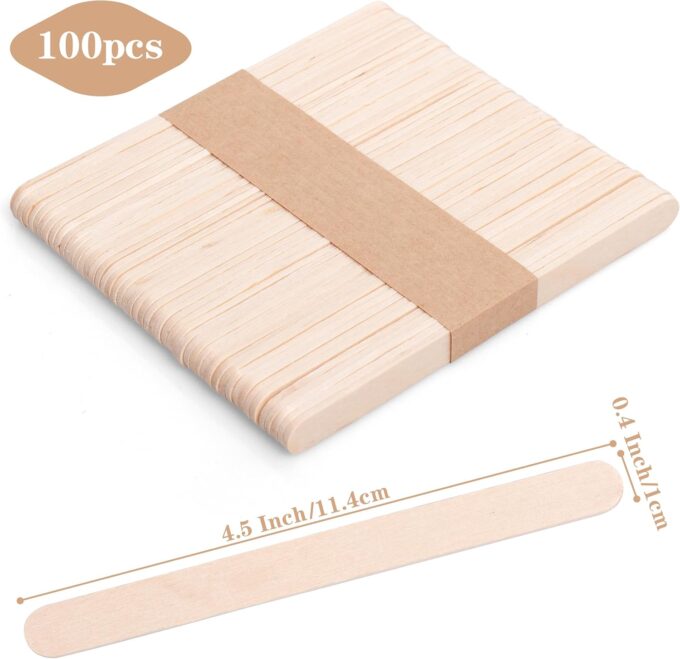 ANTETOK 100 Stück Eisstiele aus Holz, 114mm Holzlollystäbchen für Bastelarbeiten, Premium Popsicle Sticks für DIY-Projekte, zum Herstellen von hausgemachten Bastelarbeiten und Pflanzenetiketten – Bild 3