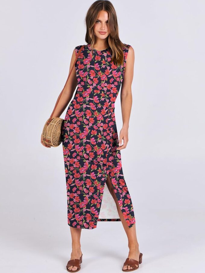 ANRABESS Womens Slim Fit Tank Dresses Sexy Button Slit Bodycon Business Work Sundresses 2025 Summer Trendy Club Midi Dress – Bild 7