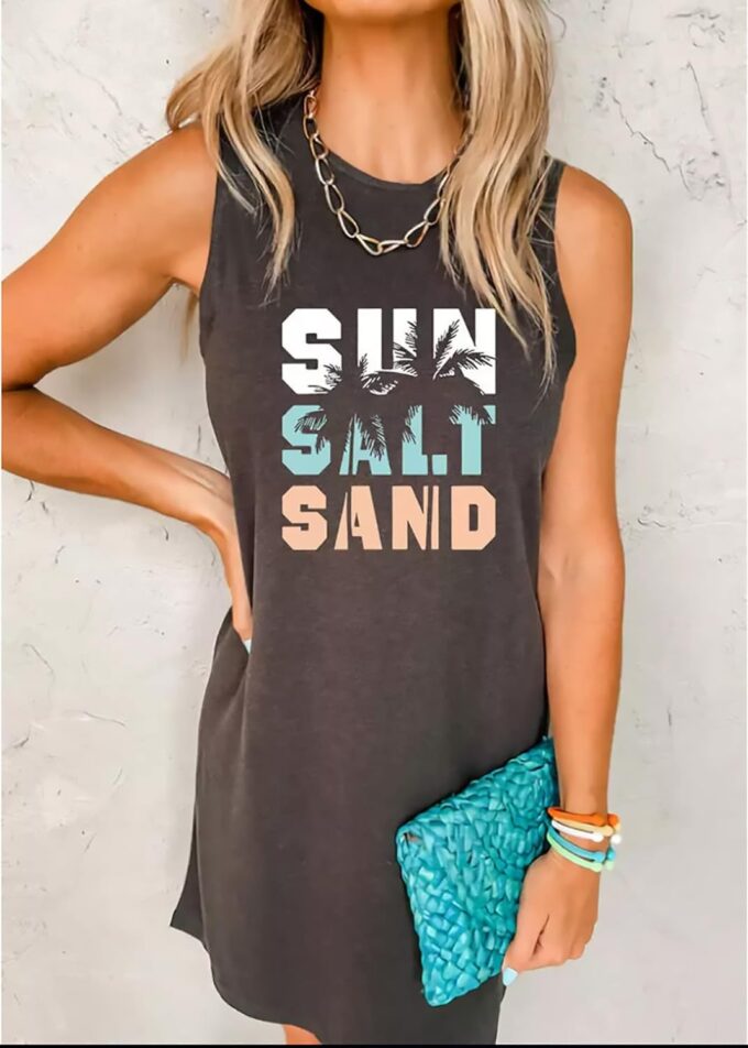 Sun Salt Sand Coconut Tree Tank Mini Dress for Women Sleeveless Beach Praty Shirts Summer Vacation Short Mini Dresses – Bild 4