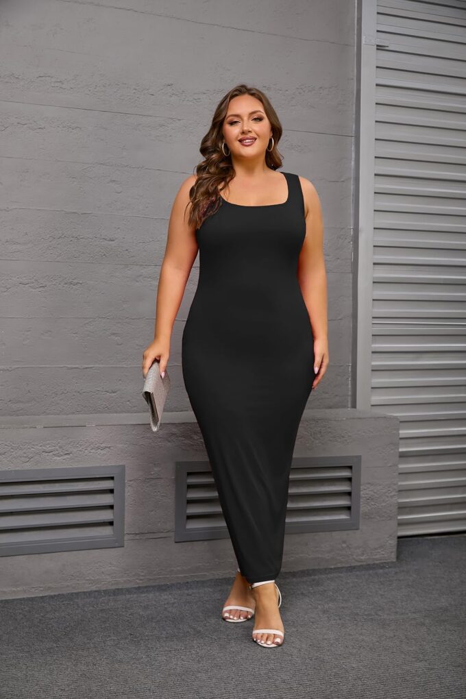 YeGine Women Plus Size Sleeveless Bodycon Maxi Dresses Sexy Slim Tank Dresses – Bild 7