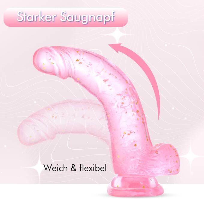Transparent Dildo Realistic 20 cm weiches und realistisches Anfänger-Sexspielzeug, Gelee-Dildo mit Nippel, geeignet für Frauen, Paare, Erwachsene, Sexspielzeug und Spiele Pink – Bild 4