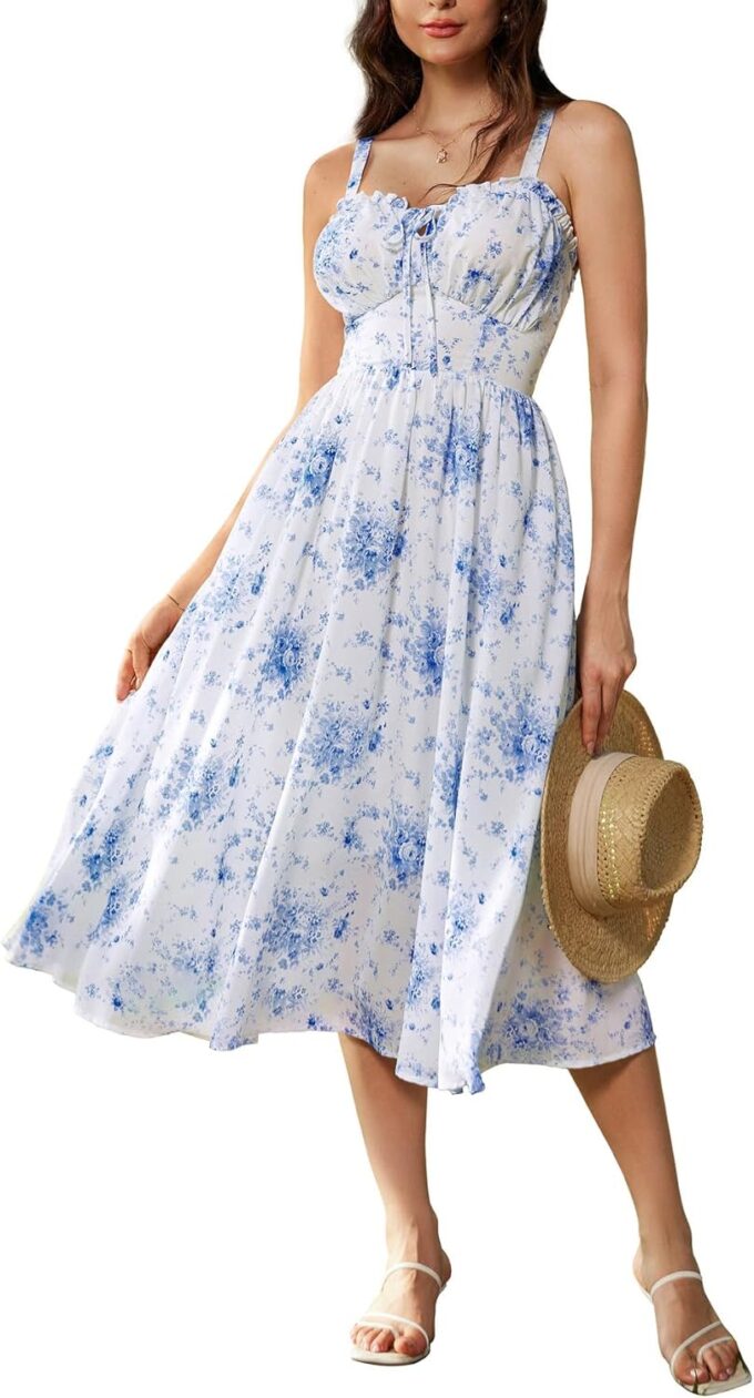 Scarlet Darkness Summer Dresses for Women 2025 Floral Corset Dress Long Milkmaid Dress – Bild 8