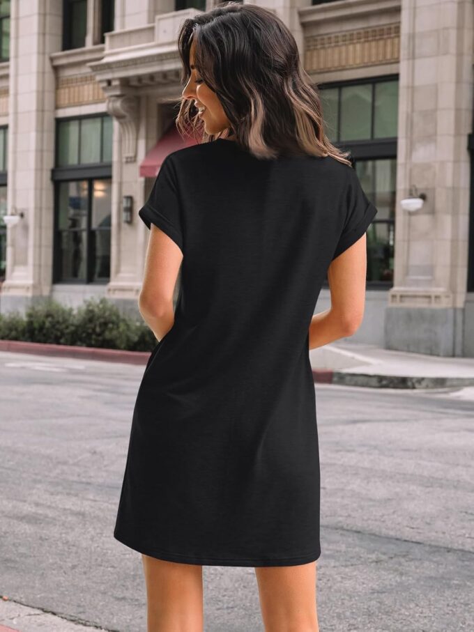 LILLUSORY Womens Summer Casual Short Sleeve T Shirt Dress 2025 Spring Vacation Beach Mini Sundress Loose Clothes with Pockets – Bild 4