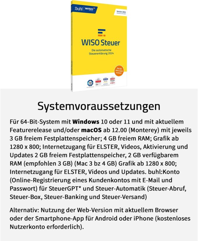 WISO Steuer 2025 (für Steuerjahr 2024) | Für Windows, Mac, Smartphones und Tablets | Standardverpackung – Bild 2